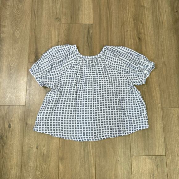 Madewell Puff Sleeve A Line Button Up Short Sleeve Viscose Top US Women's XS New - Picture 4 of 7